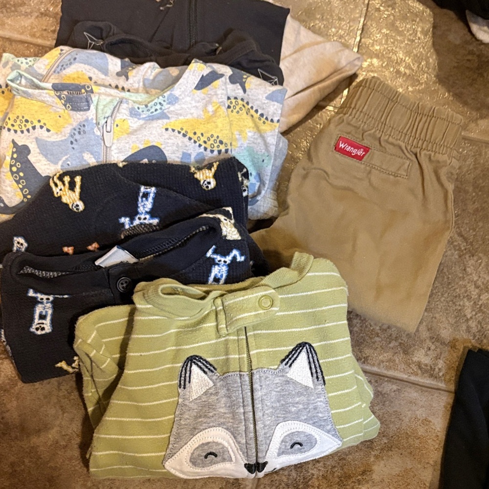 Wrangler Khaki Pants and Baby Sleepers  Set 6-9 Months
